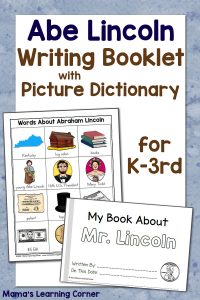 Abraham Lincoln Writing Booklet with Picture Dictionary