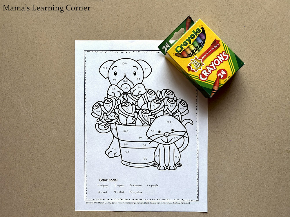 February Color by Number Worksheets 2 - Mamas Learning Corner February Color by Number Worksheets - with simple addition and subtraction