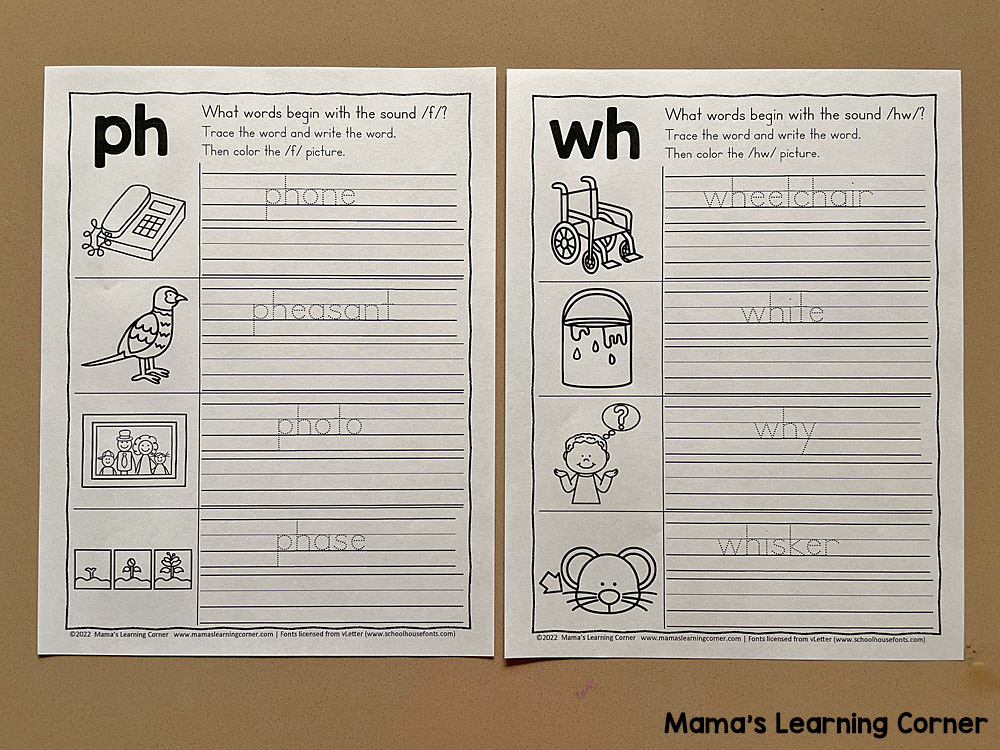 beginning and ending digraph writing practice worksheets mamas learning corner