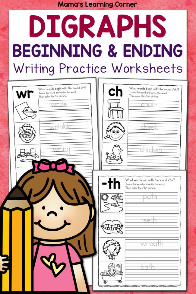 beginning and ending digraph writing practice worksheets mamas learning corner