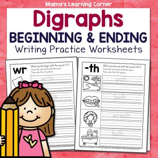 Beginning and Ending Digraph Writing Practice Worksheets