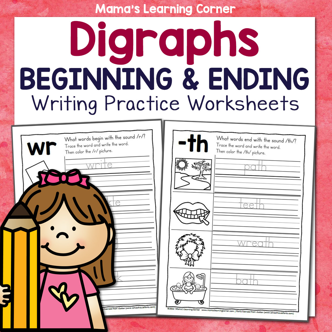 beginning and ending digraph writing practice worksheets mamas learning corner