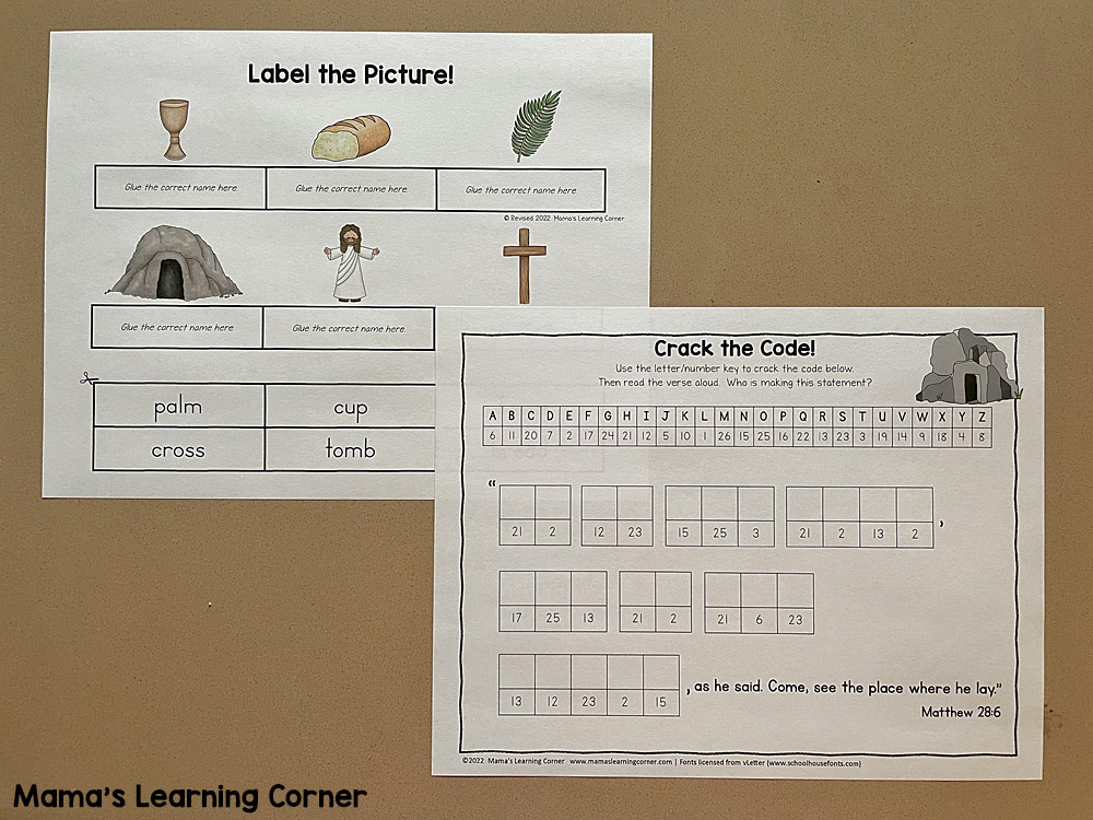 Christian Easter Worksheets for K and 1st