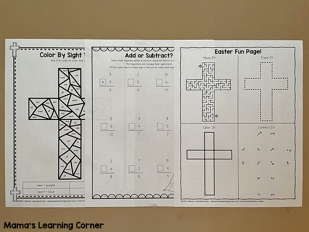 Christian Easter Worksheets for K and 1st 