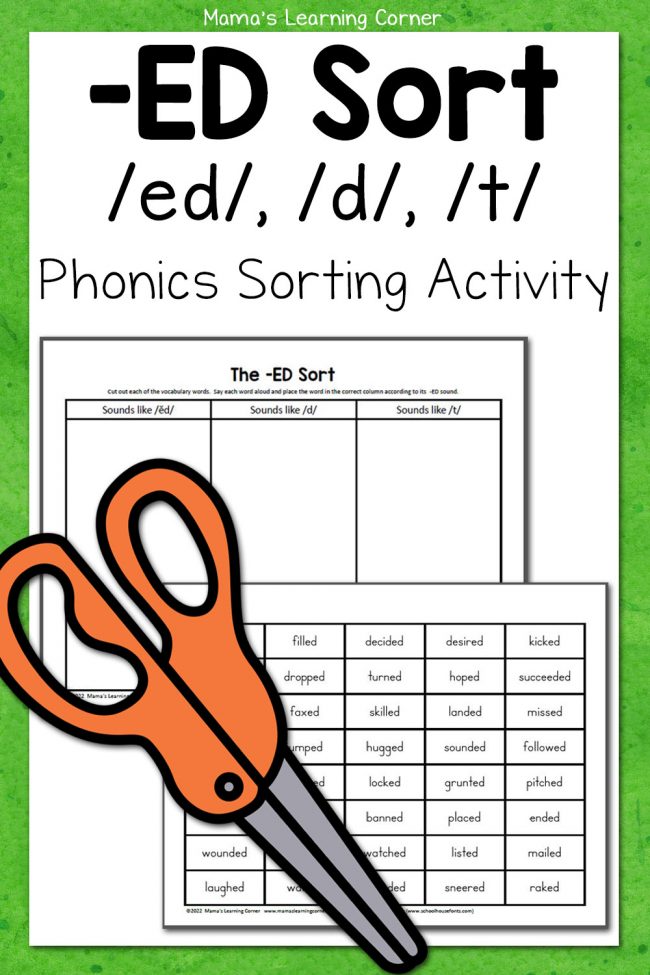 The ED Suffix Phonics Sorting Activity