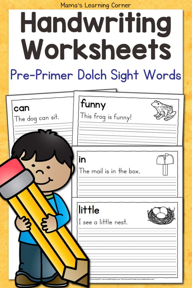 Pre Primer Dolch Sight Word Sentences Handwriting Practice