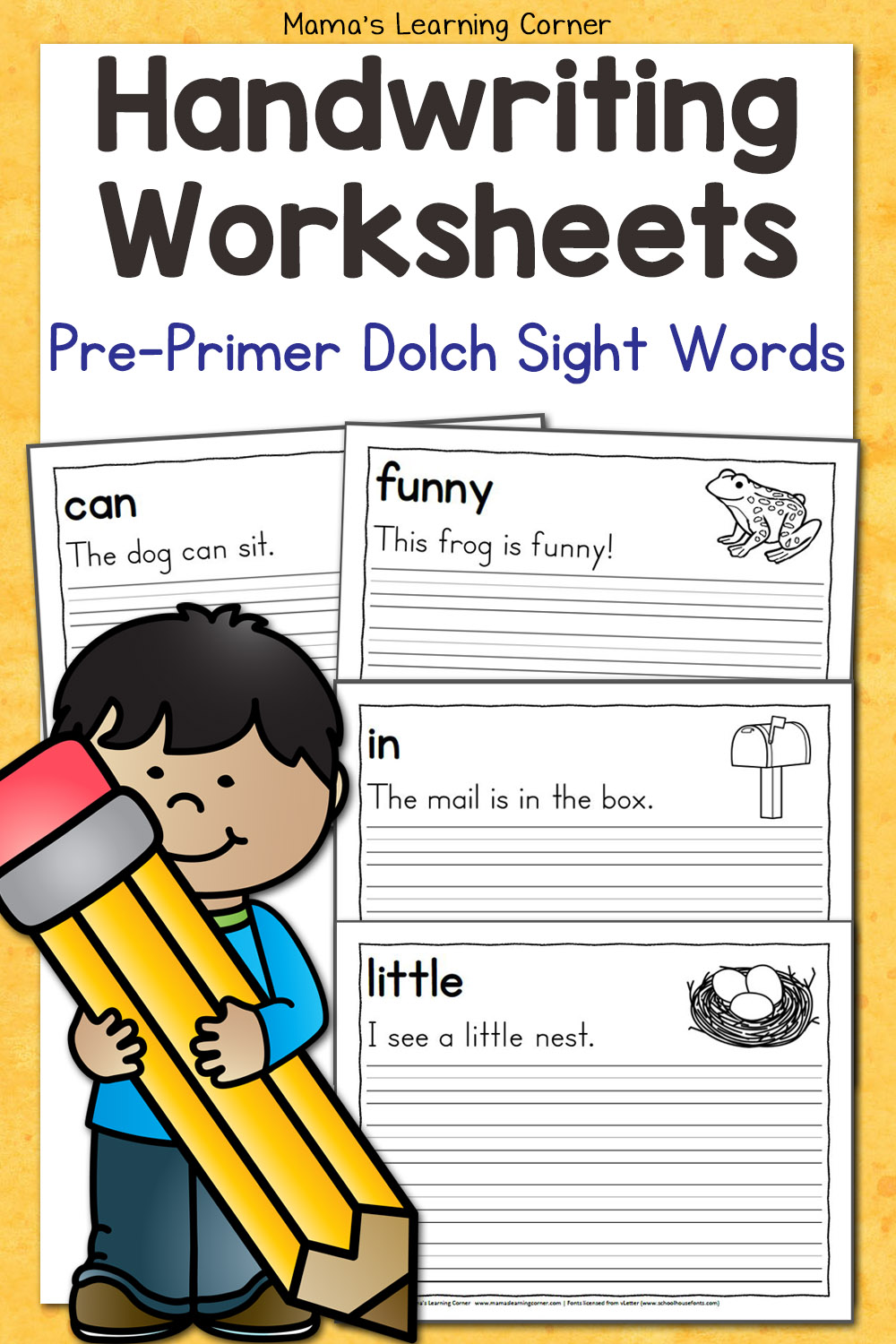 Handwriting Worksheets for Kids: Pre-Primer Dolch Words! - Mamas Learning Corner Handwriting Worksheets for Kids: Pre-Primer Dolch Words! - Mamas Learning Corner