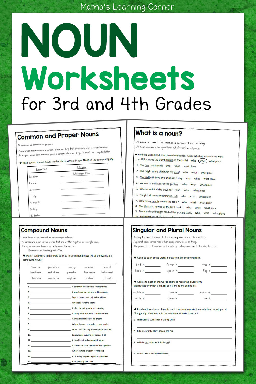 3rd Grade Noun Worksheets Informational Commercial