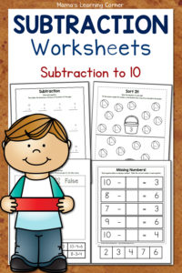 Subtraction within 10 Worksheets