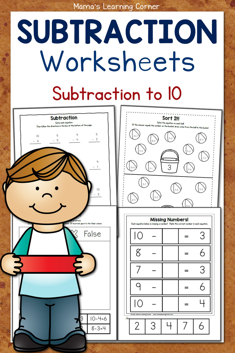 Subtraction within 10 Worksheets - Mamas Learning Corner