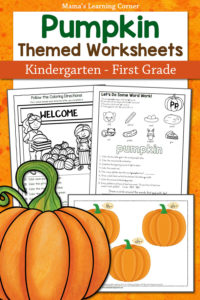 Pumpkin Worksheets for K and 1st Grade