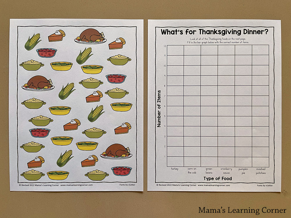 Thanksgiving Bar Graph Worksheets