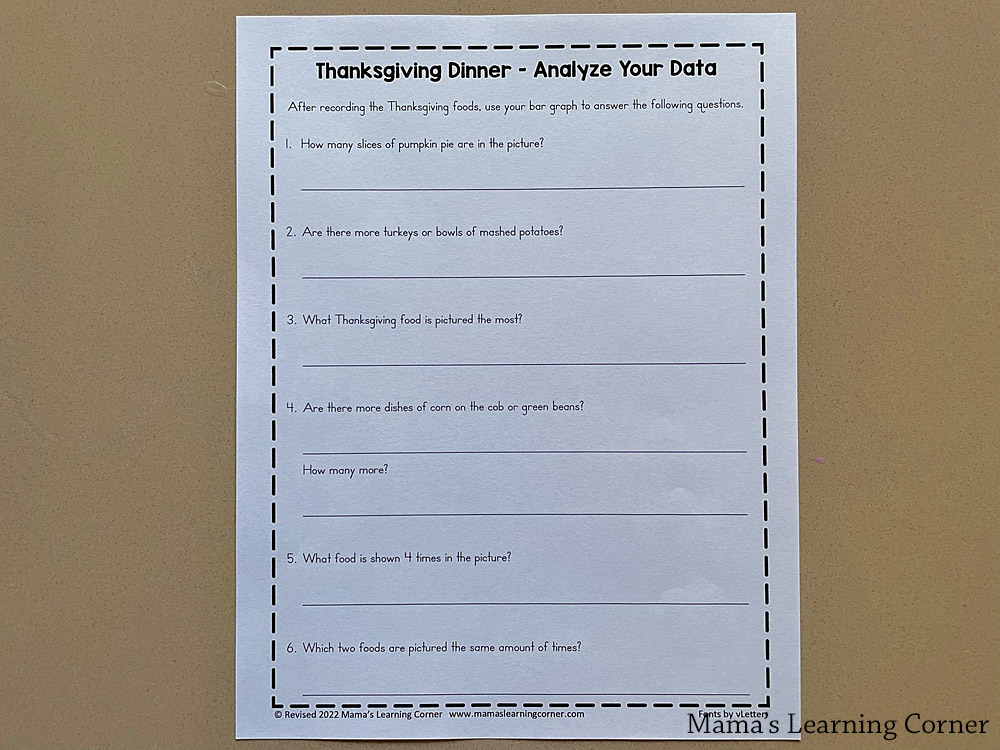 Thanksgiving Bar Graph Worksheets