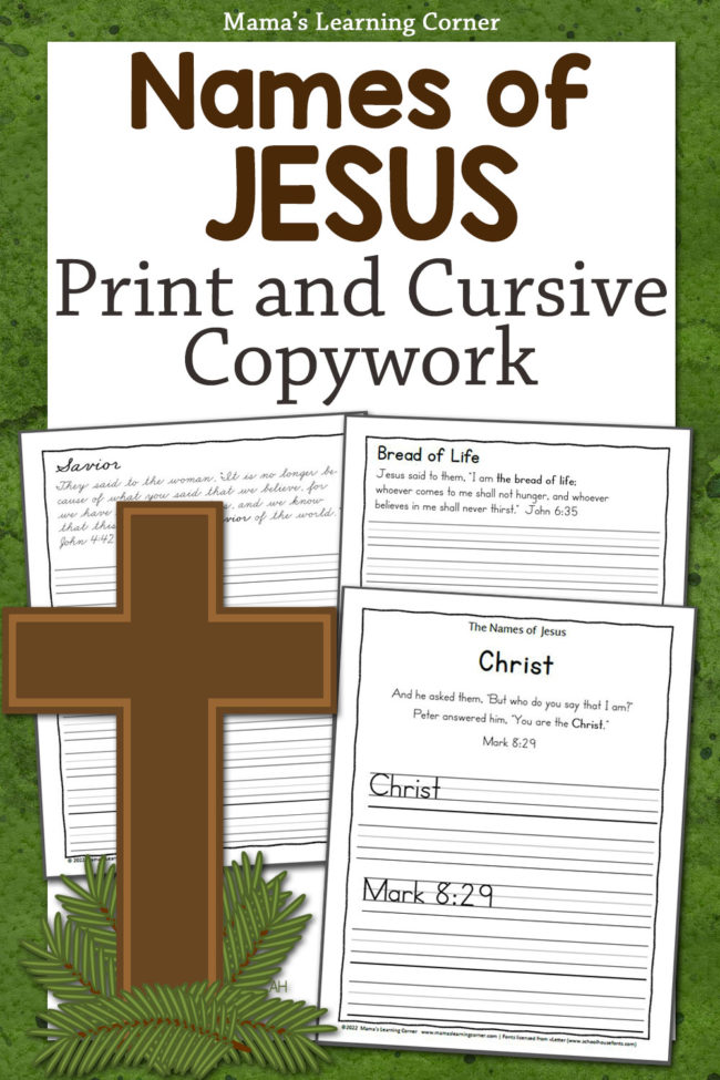 Names of Jesus Copywork Print and Cursive Worksheets - Mamas Learning Corner Names of Jesus Copywork Print and Cursive Worksheets