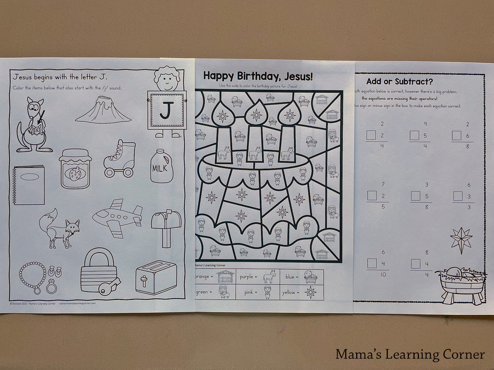Nativity Worksheets for Kindergarten and 1st Grade - Mamas Learning Corner Nativity Worksheets for Kids Kindergarten and 1st Grade - Happy Birthday Jesus, phonics, and math