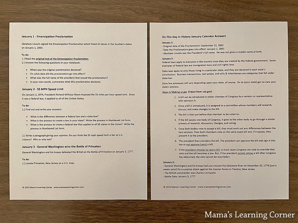 On This Day in American History January Calendar - Mamas Learning Corner On This Day in American History January Calendar