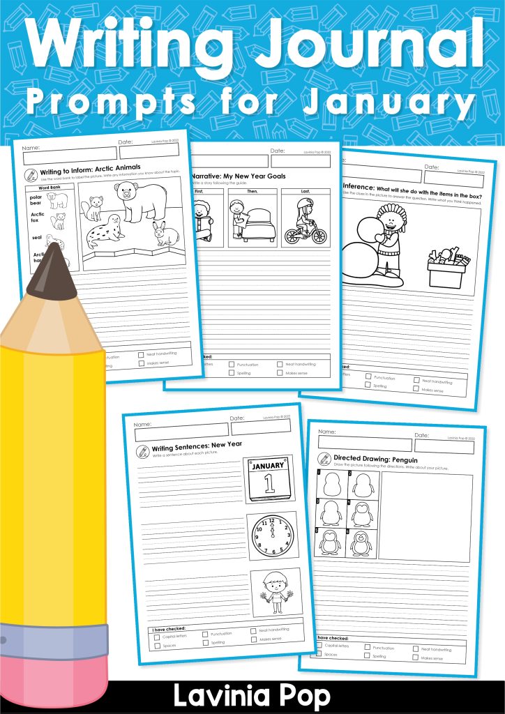 Writing Journal Prompts for January - Mamas Learning Corner Writing Journal Prompts for January