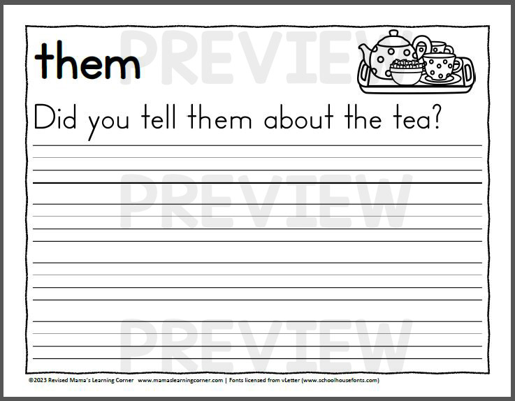 First Grade Dolch Sentences Handwriting Worksheet 3 - Mamas Learning Corner First Grade Dolch Sentences Handwriting Worksheet 2
