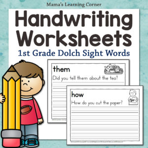 First Grade Dolch Sight Word Sentences Handwriting Practice - Mamas Learning Corner 1st grade handwriting worksheets Dolch sight words