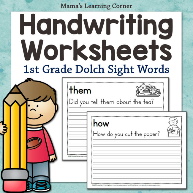 First Grade Dolch Sight Word Sentences Handwriting Practice - Mamas Learning Corner 1st grade handwriting worksheets Dolch sight words