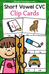 Short Vowel CVC Word Clip Cards