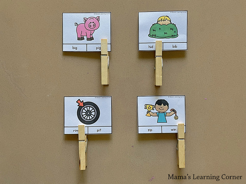 Short Vowel CVC Word Clip Cards - Mamas Learning Corner Short Vowel CVC Word Clip Cards