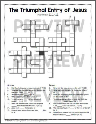 Christian Easter Crossword Puzzle