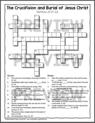 Christian Easter Crossword Puzzle