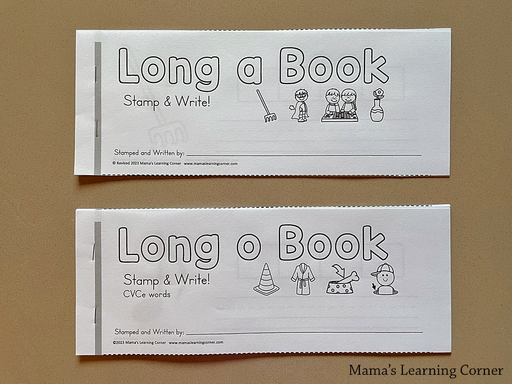 Stamp and Write Long Vowel CVCe Booklets Cover Page - Mamas Learning Corner Stamp and Write CVCe Words - Long vowel phonics practice Cover page