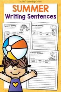 Summer Writing Sentences Worksheets