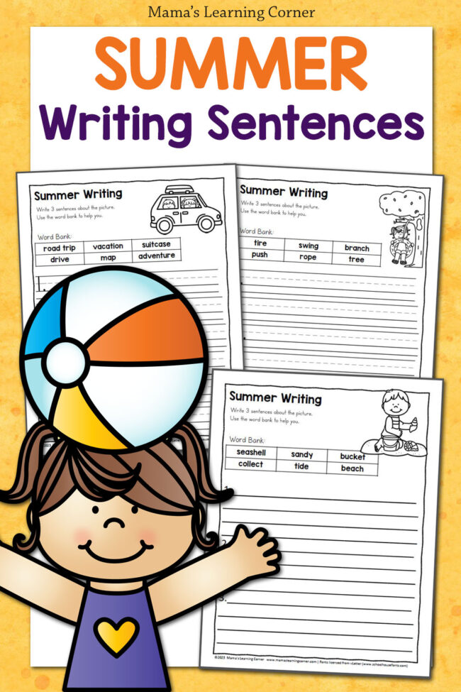 summer sentences for kids printable writing worksheets