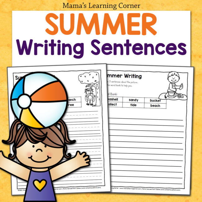 Summer Writing Worksheets for K–4: 30-Page Sentence Packet