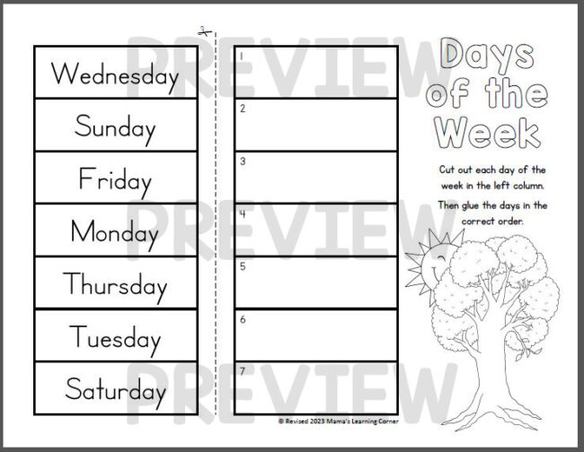 Days of the Week Worksheets