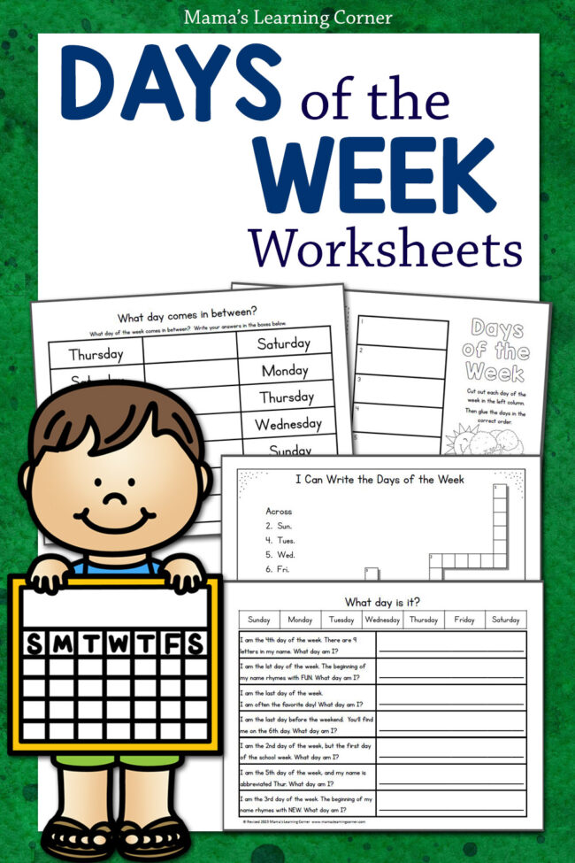 Days of the Week Activities for Kindergarten - 3rd Grade