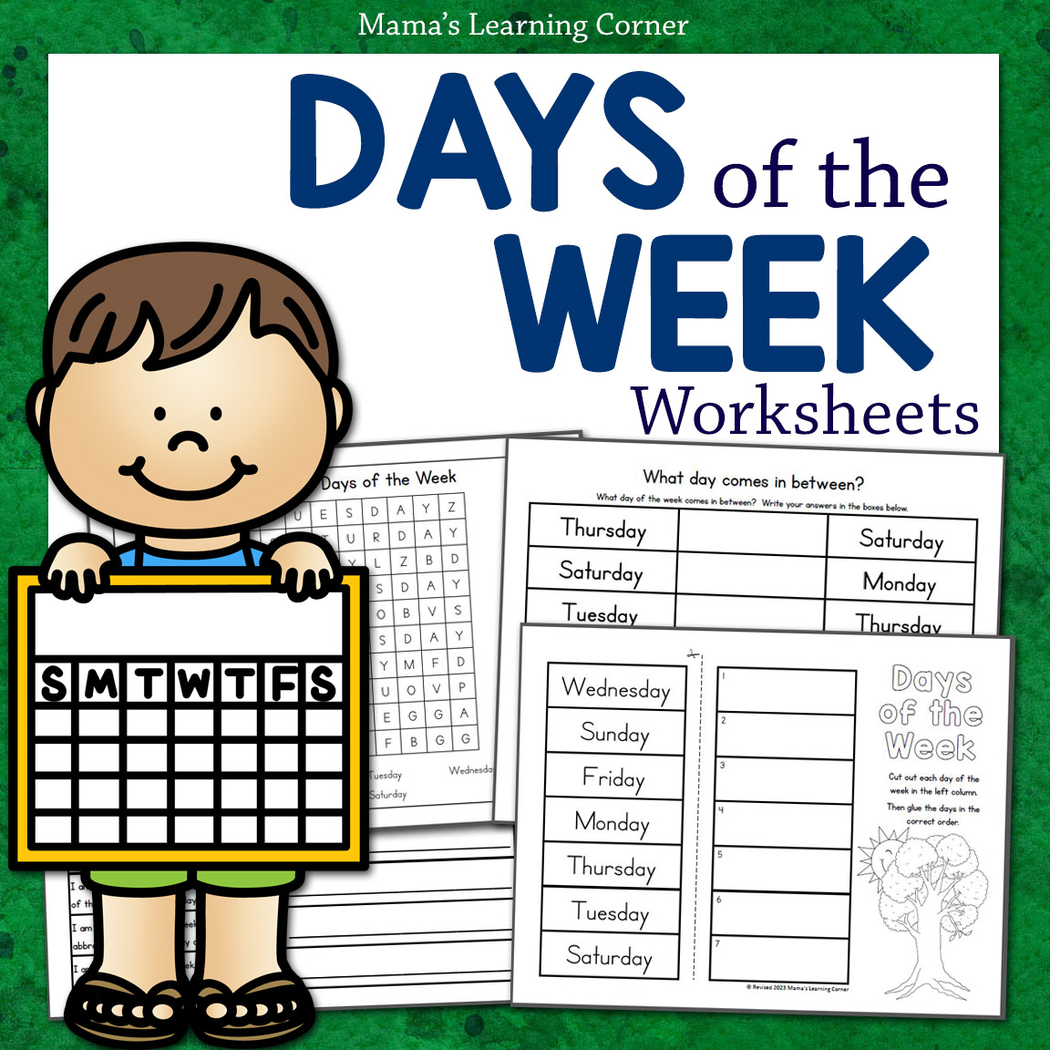 days of the week printables for preschoolers