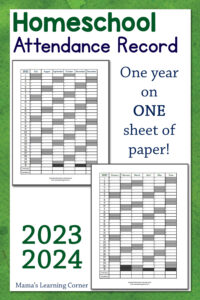 Homeschool Attendance Record 2023-2024