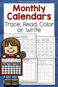 Printable Monthly Calendars 2023-2024