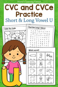 Short U and Long U Worksheet Practice CVC and CVCe