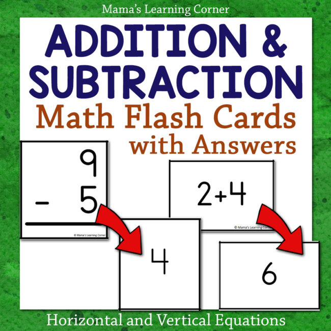 Addition and Subtraction Flash Cards with Answers - Mamas Learning Corner Addition and Subtraction Flash Cards with Answers