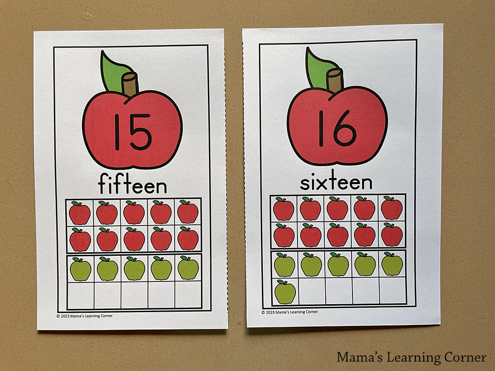 Apple Number Wall Cards with Ten Frames - Mamas Learning Corner Apple Number Wall Cards with Ten Frames