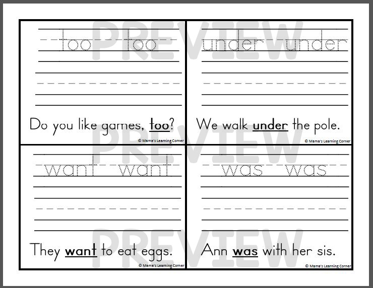 Dolch Sight Word Tracing and Writing Cards Mamas Learning Corner