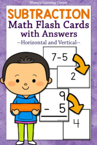 Math Subtraction Flash Cards with Answers