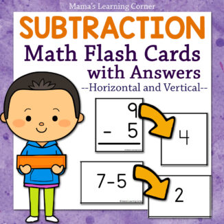 Math Subtraction Flash Cards with Answers - Mamas Learning Corner Math Subtraction Flash Cards with Answers