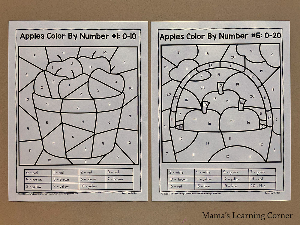 Apple Color By Number Worksheets - Mamas Learning Corner Apple Color by Number Worksheets printable activity for preschool