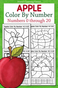Apple Color By Number Worksheets