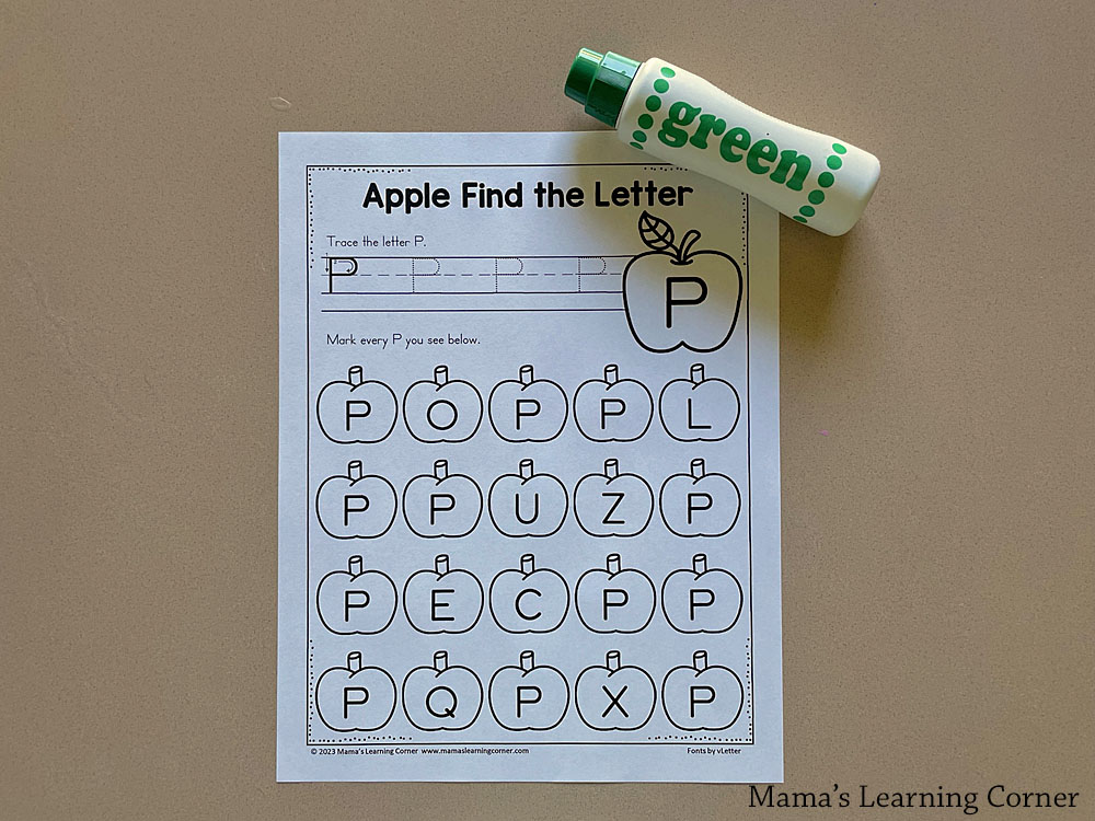 Apple Find the Letter Worksheets - Mamas Learning Corner Apple Find the Letter Worksheets