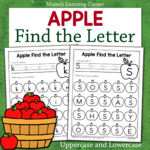 Apple Find the Letter Worksheets Uppercase and Lowercase - Mamas Learning Corner Apple Find the Letter Worksheets Uppercase and Lowercase