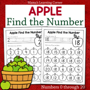 Apple Find the Number Worksheets 0 to 20 - Mamas Learning Corner Apple Find the Number Worksheets 0 to 20