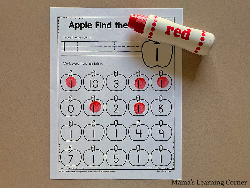 Apple Find the Number Worksheets - Mamas Learning Corner Apple Find the Number Worksheets