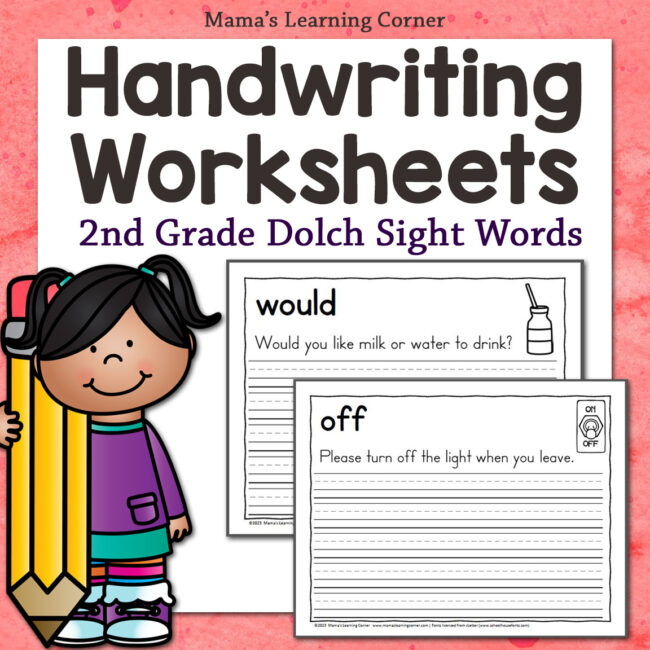2nd Grade Dolch Sight Word Sentences Handwriting Practice - Mamas Learning Corner 2nd grade handwriting worksheets Dolch sight words